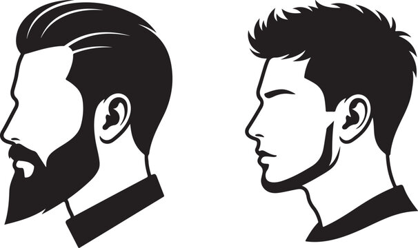 Modern man profile vector illustration stylish haircuts beard and clean shave.