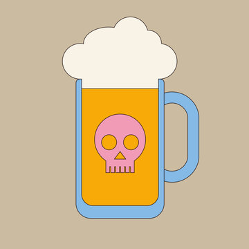 Colorful Beer Glass with Skull Concept