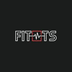 Fototapeta premium FITTS Logo Design with Heartbeat Pulse Line Graphic