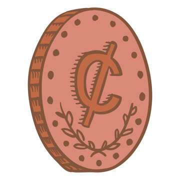Business finances cedi coin color stroke icon