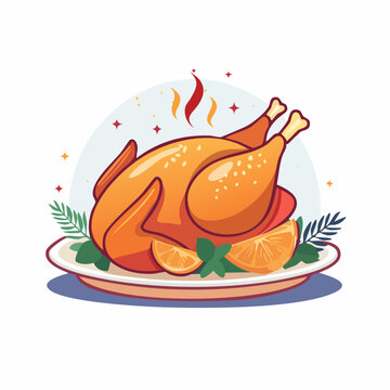 Roasted Chicken Dinner with Oranges and Herbs