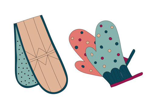 Oven Gloves and Mitt Vector Illustration