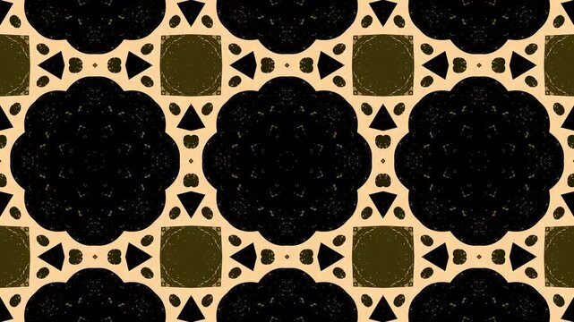 Abstract kaleidoscope geometric pattern with black and brown symmetry. vintage decorative.