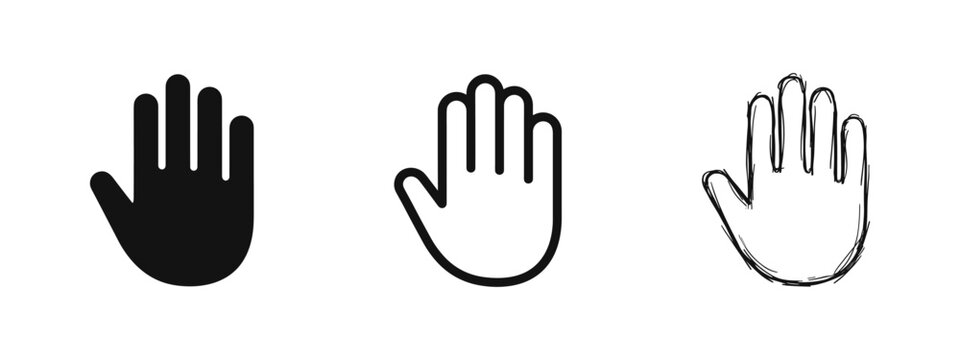 Human Hand Open Palm and Stop Gesture Icons