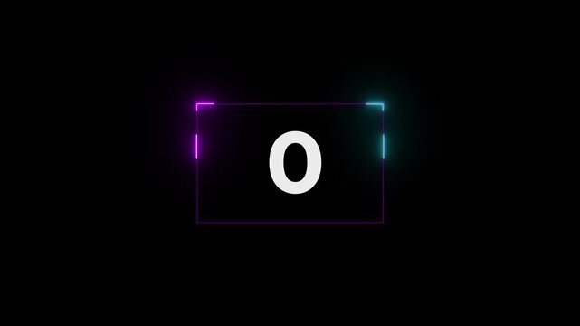 3 seconds countdown timer animation, 3-0 counting down seconds cyan,purple color neon number digital coundown animated video.4k video