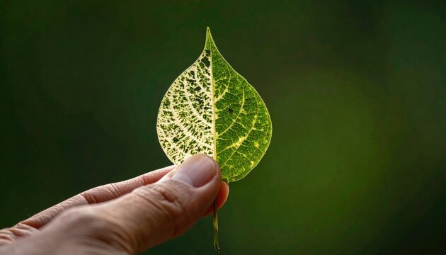 Split leaf, one half vibrant green, the other a delicate, veined skeleton