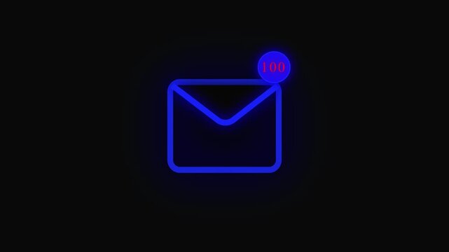 Blue envelope icon with unread message notification count. Digital email envelope icon symbol for incoming web mailbox. Animated envelope icon graphic.