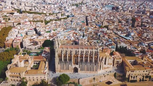Mallorca view from the top of the cathedral. Palma de Mallorca.