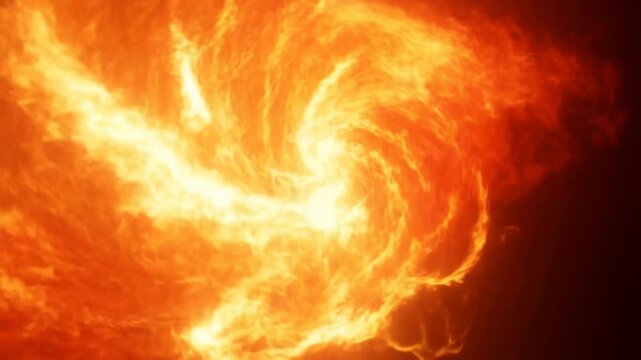 Fiery spiral galaxy animation with vivid swirling flames and intense heat effect