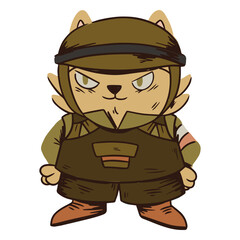 Cartoon cat in a military uniform © Vexels