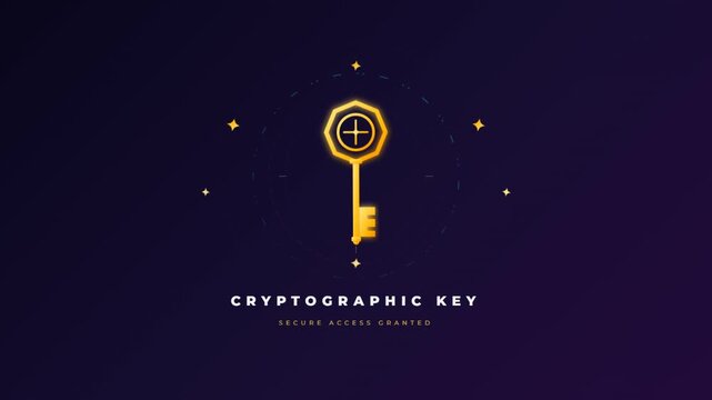 Glowing gold cryptographic key icon representing secure digital access