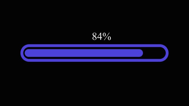 Horizontal loading bar filled with blue indicator light. Digital loading bar symbol for system data progress. Animated loading bar for computer software install.