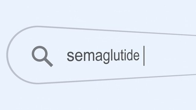 Searching Semaglutide on the Internet, Computer Screen Macro. 4k video animation