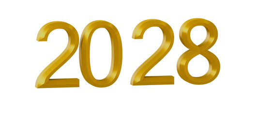 Gold 2028 number design, perfect for New Year, events, and future concepts. Ideal for celebrations a © vegefox.com