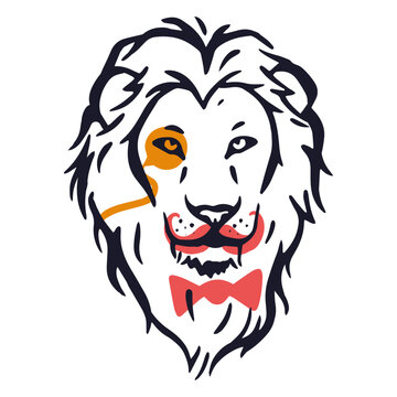 Fashion lion with a bowtie and monocle