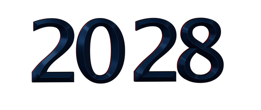 Stylish 2028 text design isolated on white for future planning, new year, and forward-thinking conce