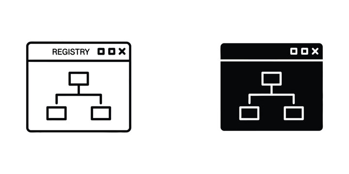 Registry window graphic with organizational hierarchy diagram against white background representing data structure