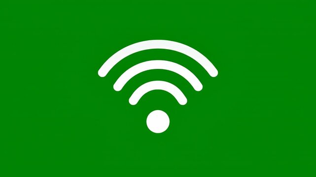 Wifi signal expanding animation in green background with motion graphics concept for connectivity