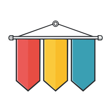 Flat design hanging flags vector illustration