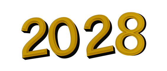 2028 year text in golden color, perfect for new year greetings, announcements, celebratio © vegefox.com
