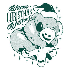 Adorable Christmas koala hugging a ginger cookie © Vexels