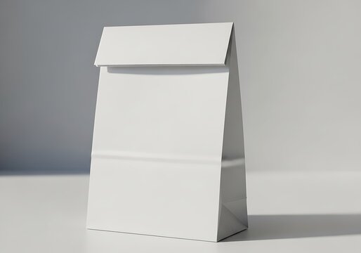 Blank White Paper Lunch Bag Mockup on a Clean Studio Background