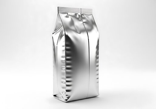 Silver Foil Pouch with Sealed Top for Product Packaging and Branding