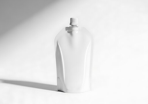 White Pouch Mockup with Screw Cap Isolated on White Background for Product Design