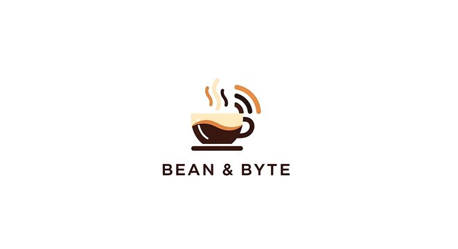 Bean  Byte - A Modern Coffee Shop Logo Design with Tech Integration.
