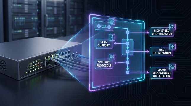 Network switch with digital data flow visualization and cloud management features