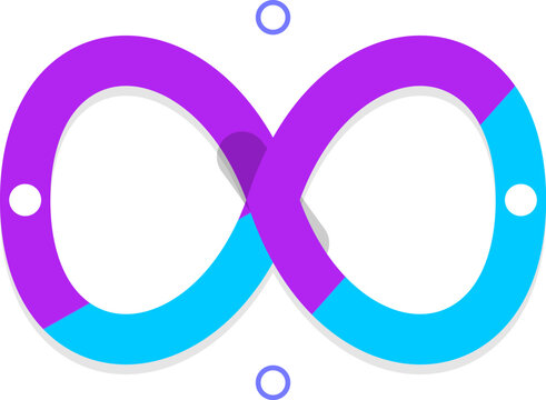 Colorful gradient infinity symbol representing continuous loop process and eternal flow cycle on white background.
