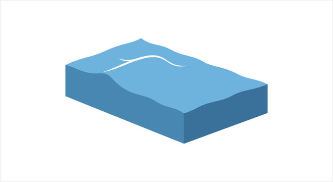Isometric view of a blue block representing water.