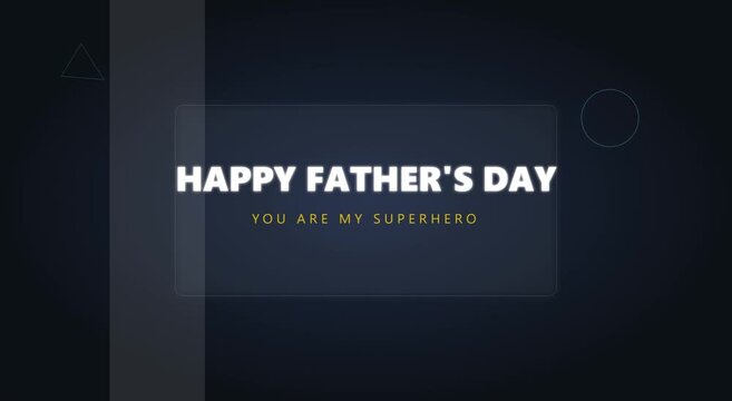 Happy father's day animated greeting card with superhero theme and geometric animation background