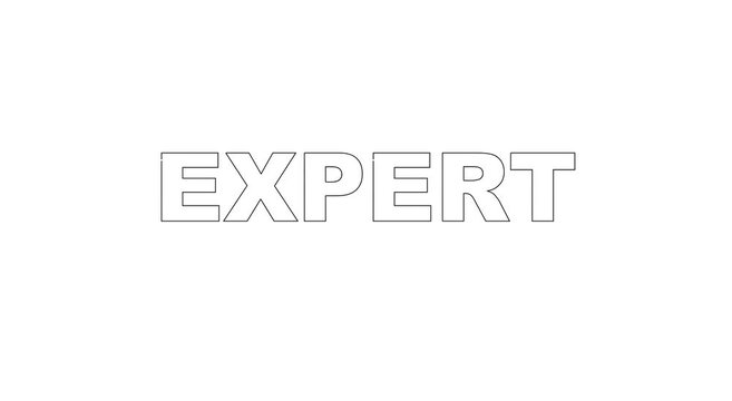 Minimalist expert text animation on clean animation white background typography