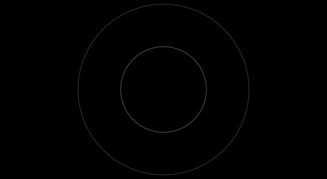 Minimalist gold concentric circles expanding animation on animation black background