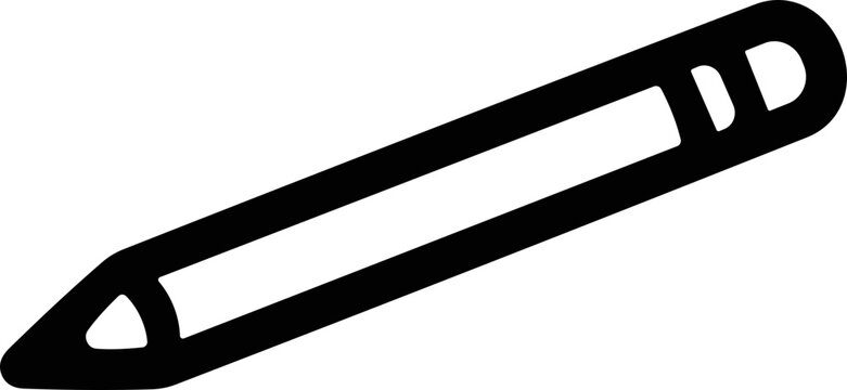 Simple black pencil icon on white background, creative tool sketch