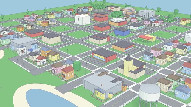 Low Poly city 3d map bg able to loop endless 4k