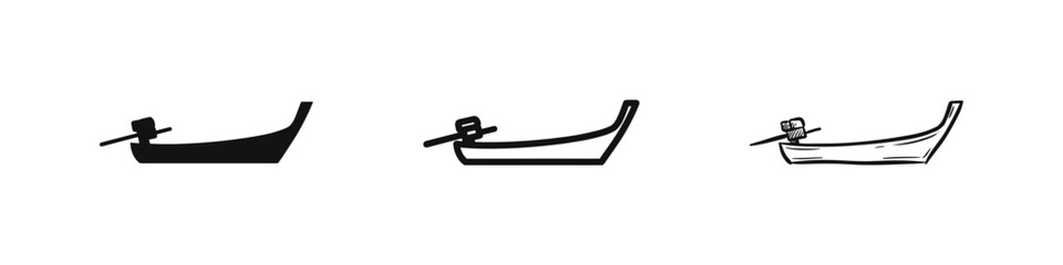 Obraz premium Traditional Thai Longtail Boat Icon Set for Travel and Transportation Design