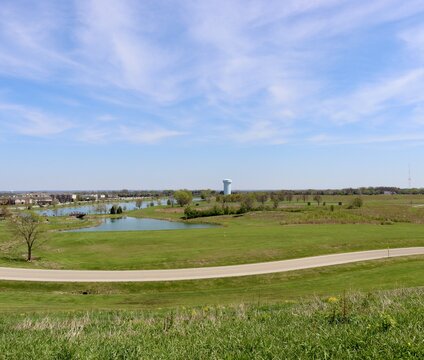 The beautiful lake landscape on a sunny day.