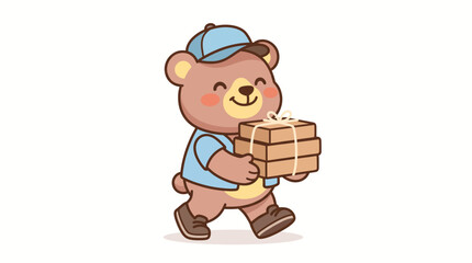 Fototapeta premium A cartoon bear delivering a package.