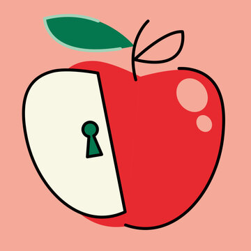 Apple Cut in Half with Keyhole Shape in Slice