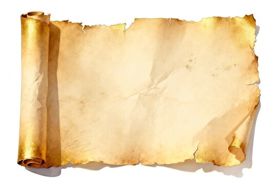Vintage Scroll with Torn Edges on White Background