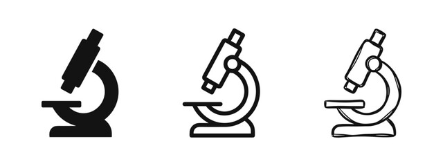 Laboratory Microscope Icon Set for Science and Research © drawing lines