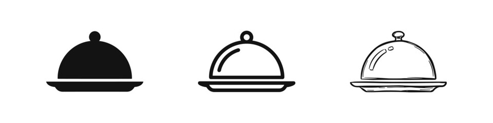 Fototapeta premium Restaurant Serving Cloche Tray Icon for Catering and Fine Dining
