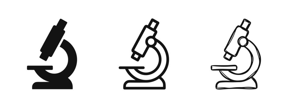 Laboratory Microscope Icon Set for Science and Research