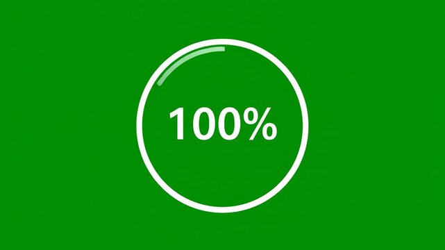 Loading Circle Animation with Percentage Counter on Green Screen Background