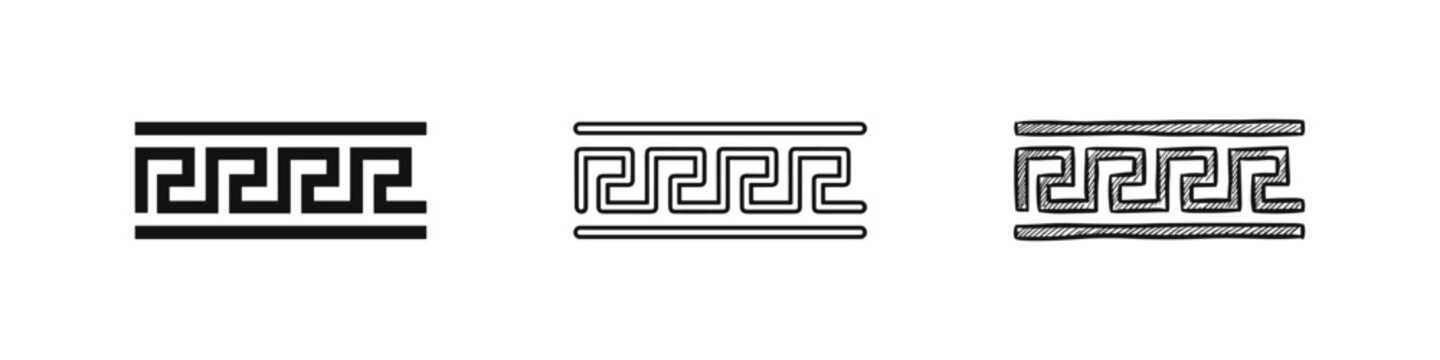 Greek Key Meander Pattern Border Icon Set