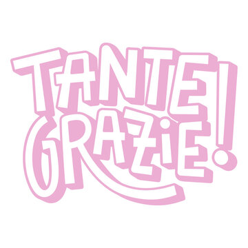 Pink logo with the word tante grazie