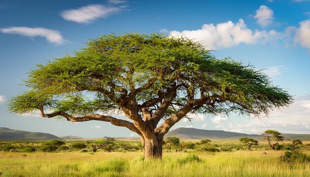 Serene Marula Tree With Lush Leaves In Gentle Breeze