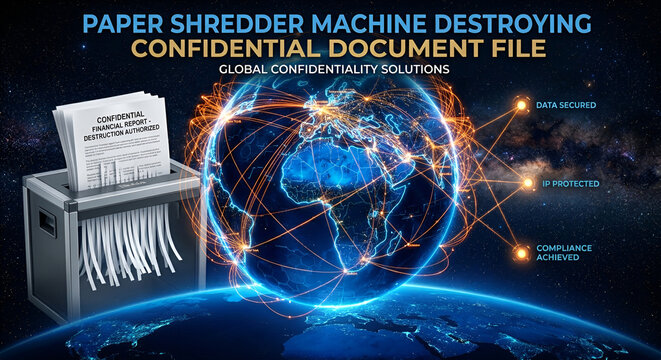 Paper Shredder Machine Destroying Confidential Document File